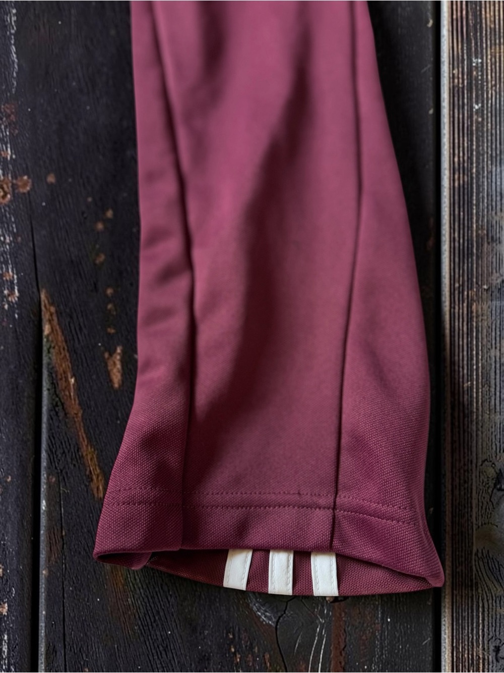 Adidas Track Pants Kids XS Burgundy Striped Hem Athletic Sweatpants - Picture 6 of 12